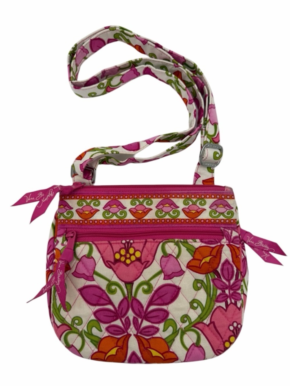 Vera Bradley Lilli Bell Mini Hipster Crossbody Pink Orange Tulip Floral Bag